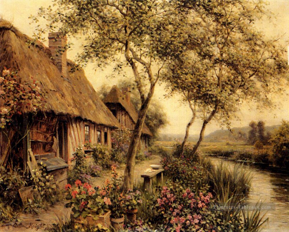 Cottages à côté d’une rivière Louis Aston Knight Peintures à l'huile
